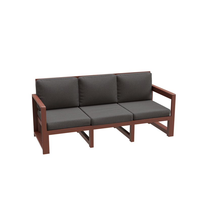 Jaquail 185cm Wide Pine Garden Sofa with Cushions, Brown, Dark Grey