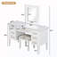 Bureau de coiffeuse 7 tiroirs avec miroir et lumières et tabouret rembourré-1359489382