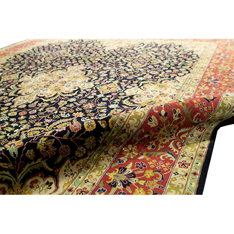 Floral Area Rug in Black/Rust