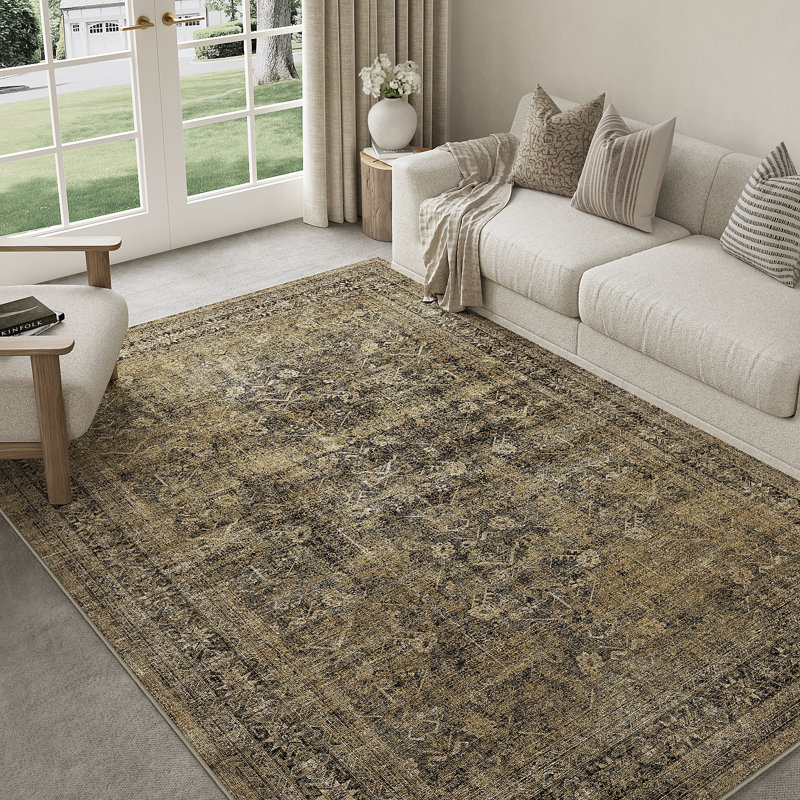 Kitty Machine Washable Oriental Area Rug With Non-Slip Backing, Rectangle 5' x 7'