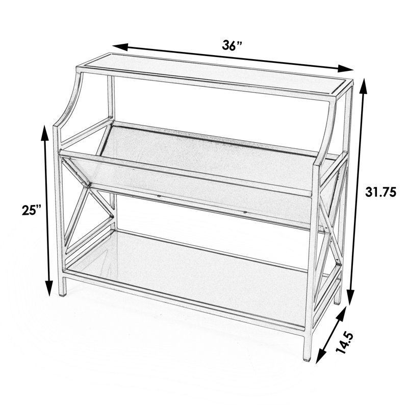 Jeannie 32" H x 36" W Iron Bookcase, Silver