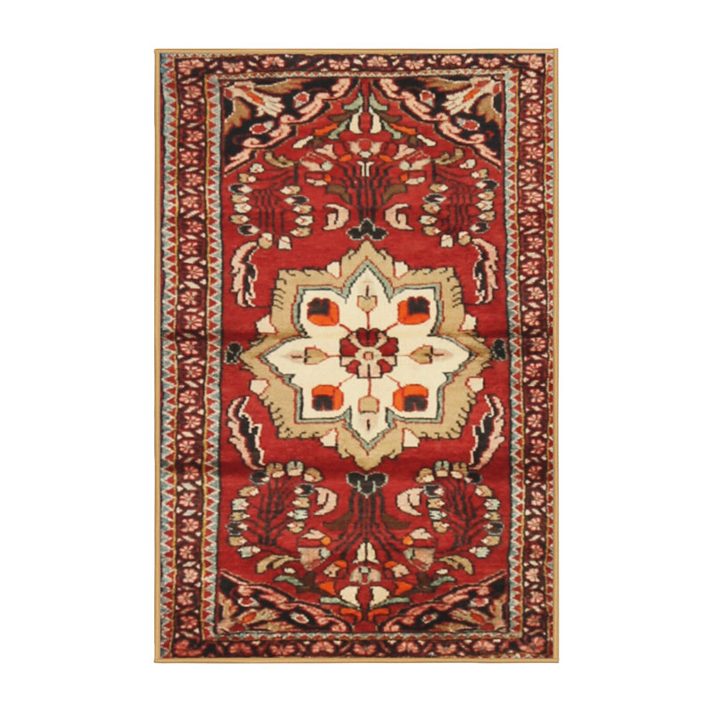 Tapis traditionnel rouge / beige, Rectangle 5 pi x 7 pi
