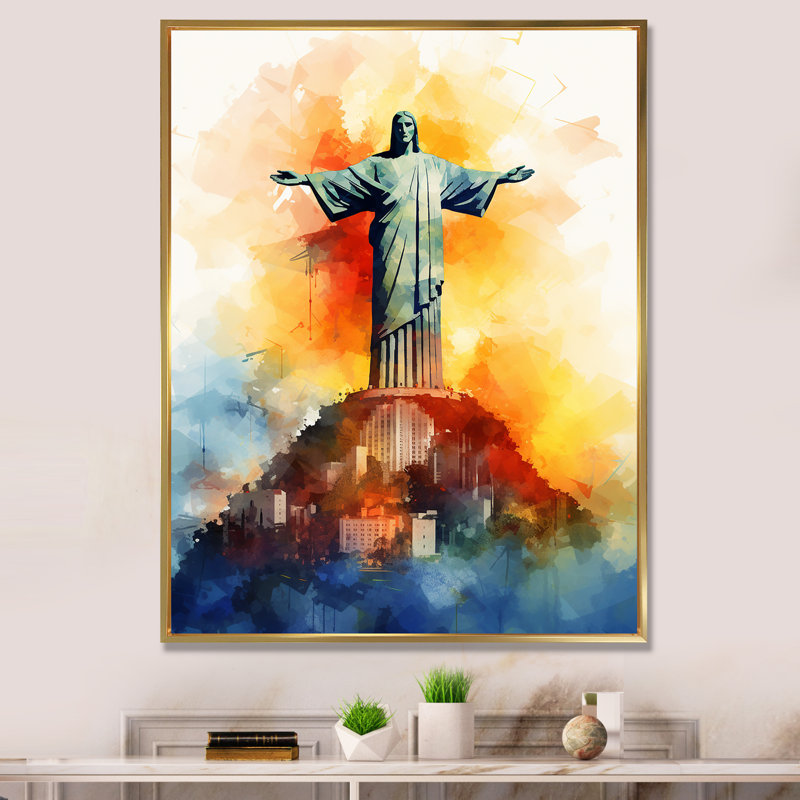 Christ, Rédempteur, Rio De Janeiro - Christianisme, art mural, Gold Picture Framed, 32" H x 24" W