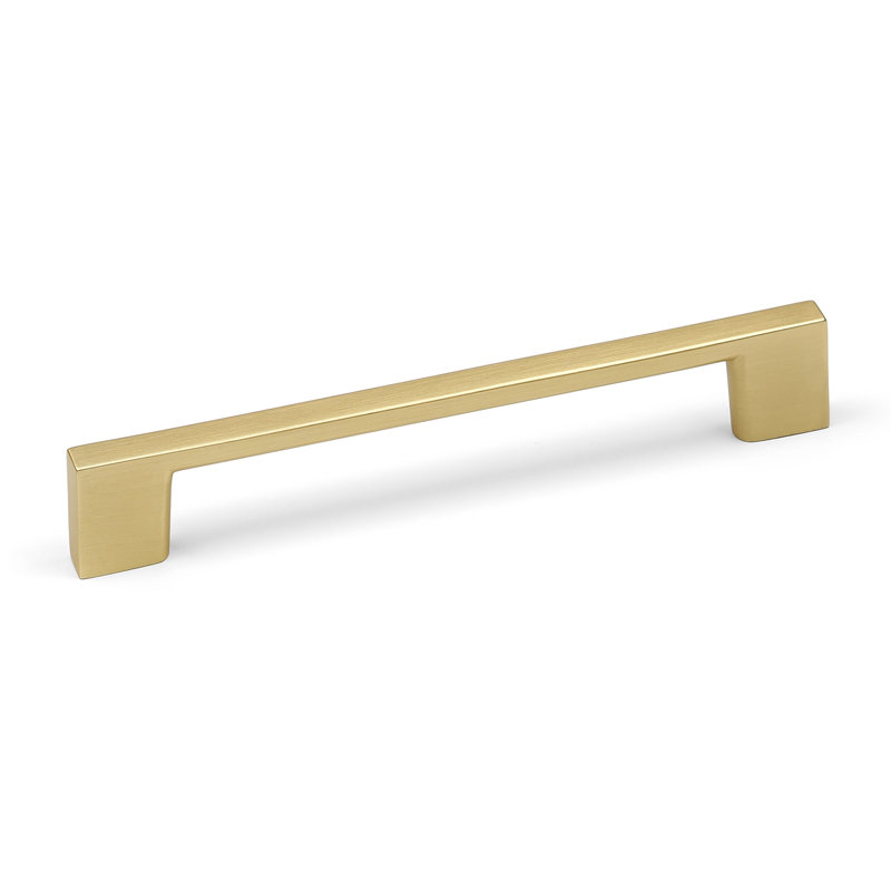Brushed Brass Slim Square D-Bar Handles, 128mm