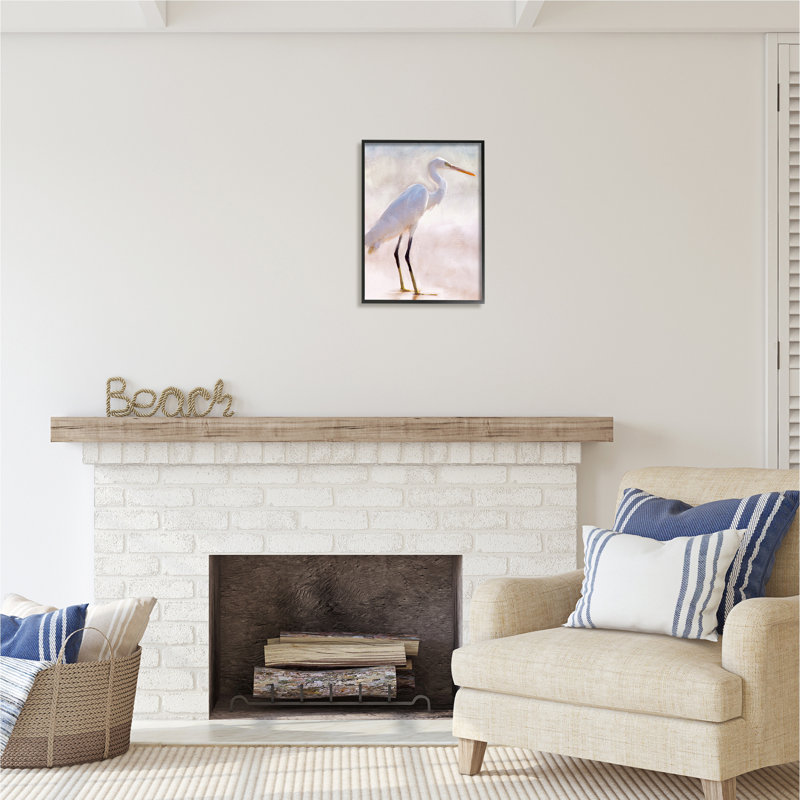«Egret Wildlife Portrait» par Kim Allen, H 20 po x l 16 po x P 1,5 po, Cadre noir