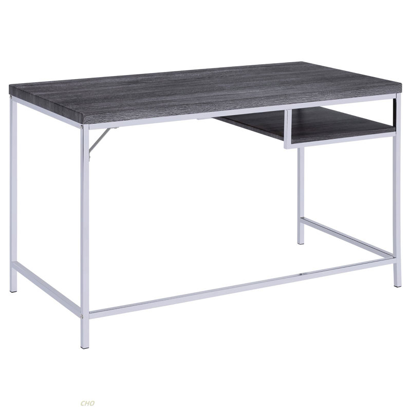 Weathered Grey And Chrome Rectangular Writing Desk