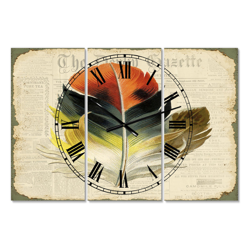 Horloge murale surdimensionnée à 3 panneaux