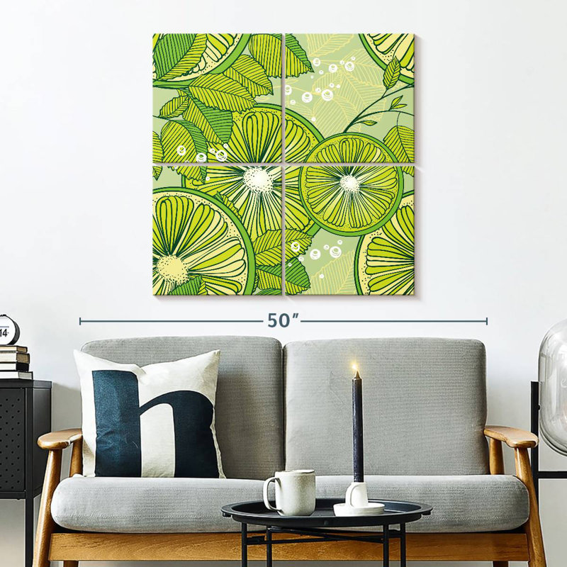 Yarlin Lime And Mint Pattern, 32" H x 32" W