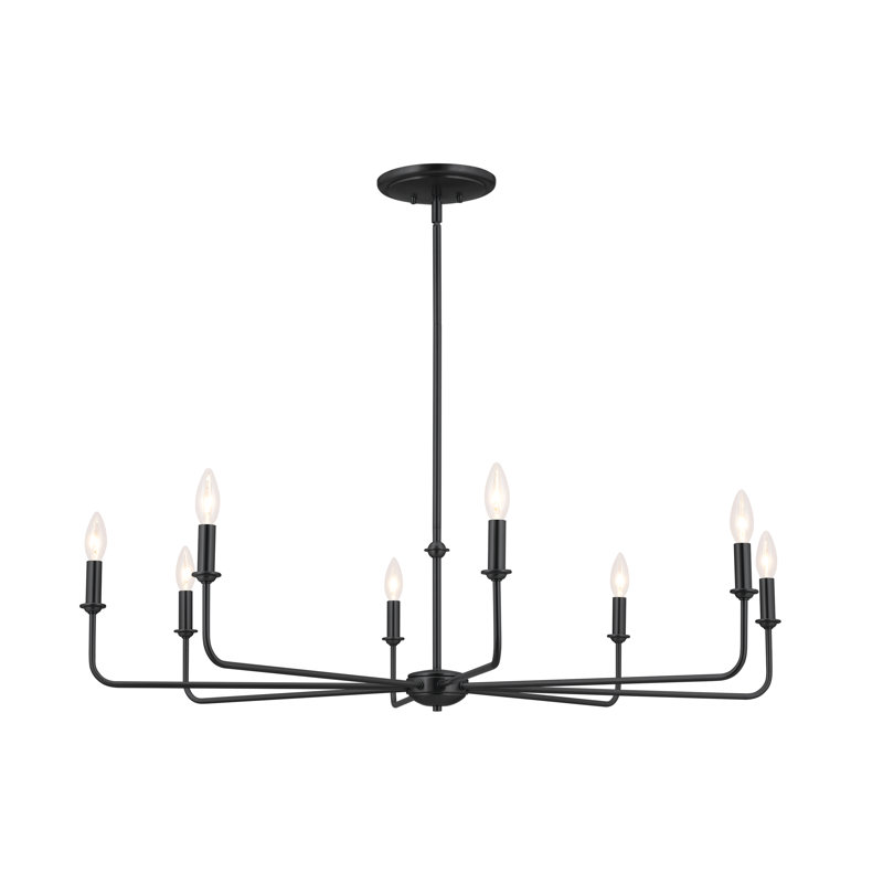 Lustre classique 8 lumières avec abat-jour en lin blanc , Noir