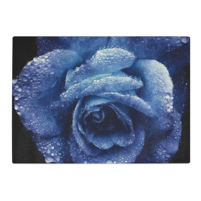 Tempered Glass Blue Rose Chopping Board