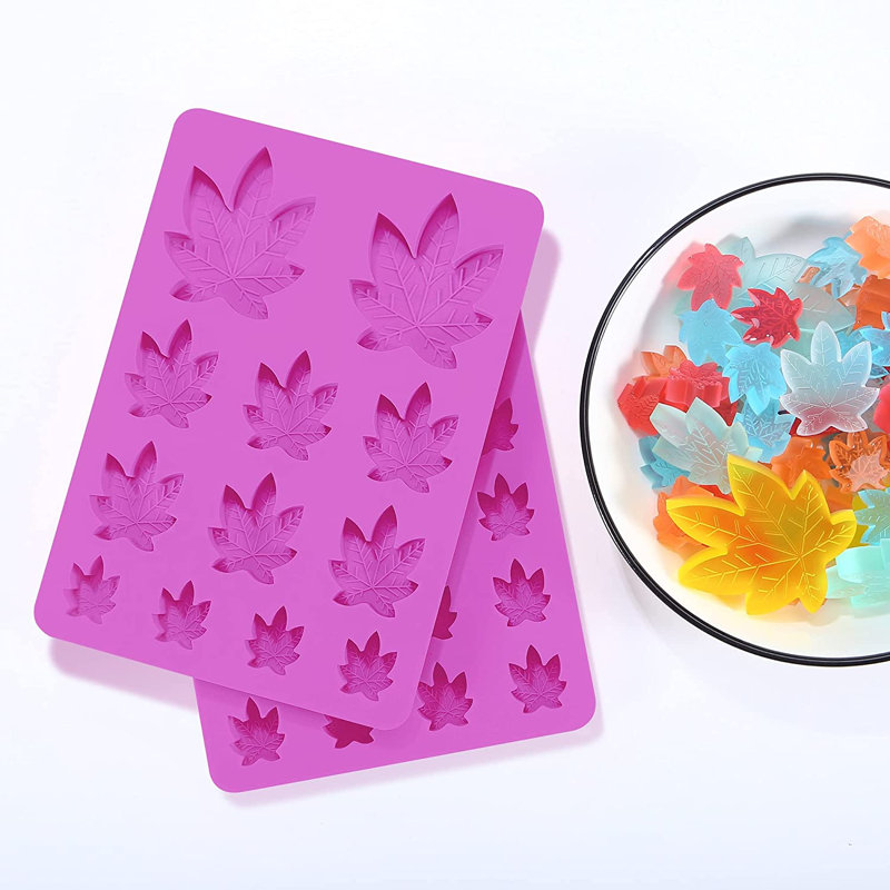 Ensemble de 2 moules à bonbons en silicone feuille, Mauve