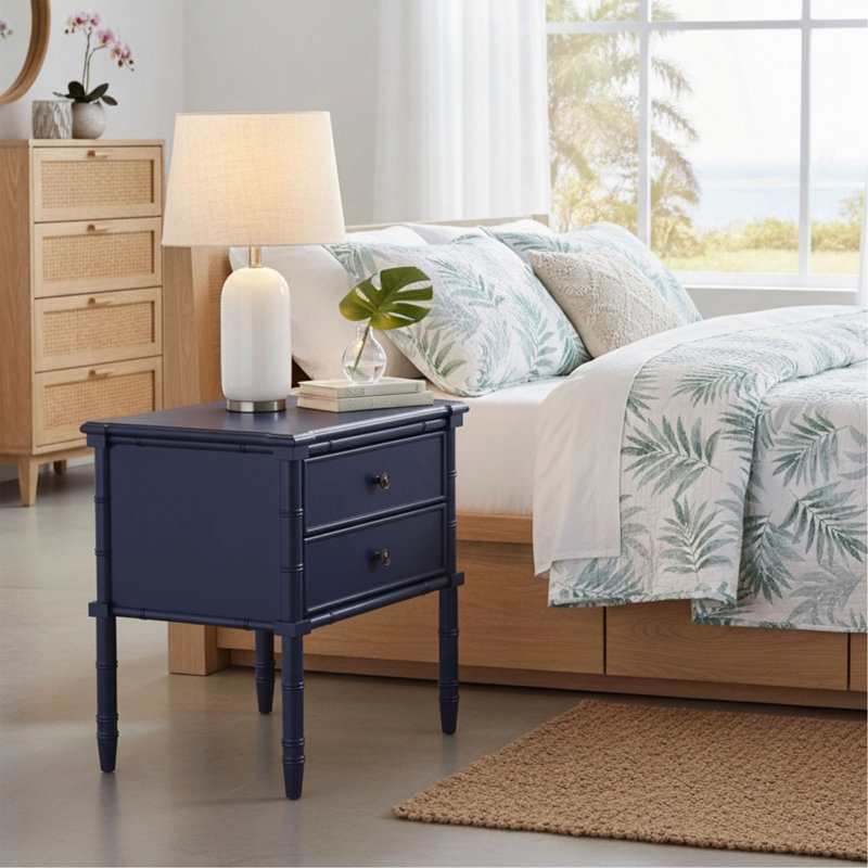Emmett 2 Drawer Nightstand, Dark Blue