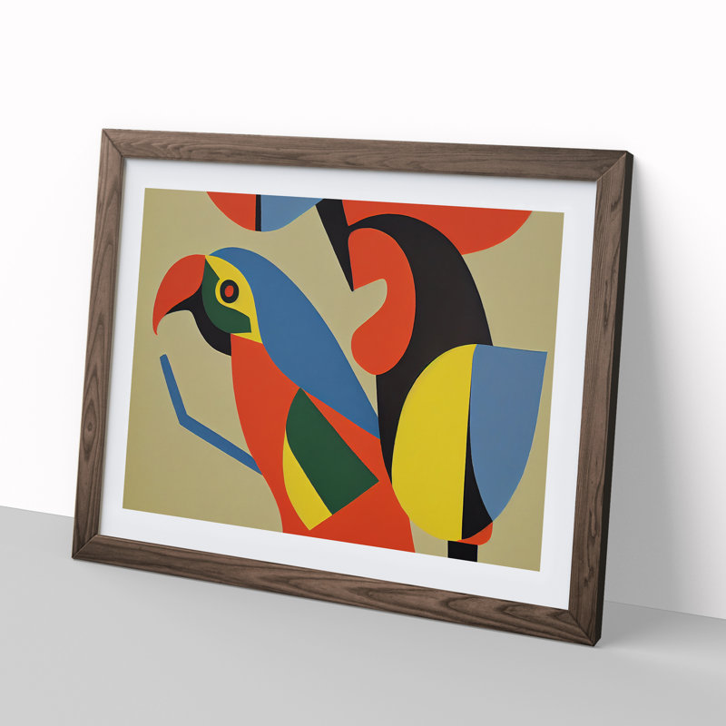 XH1022-6787X Parrot Abstract Vol.3 1 Piece Single Picture Frame Wall Art, 25cm H x 34cm W x 2cm D, Walnut