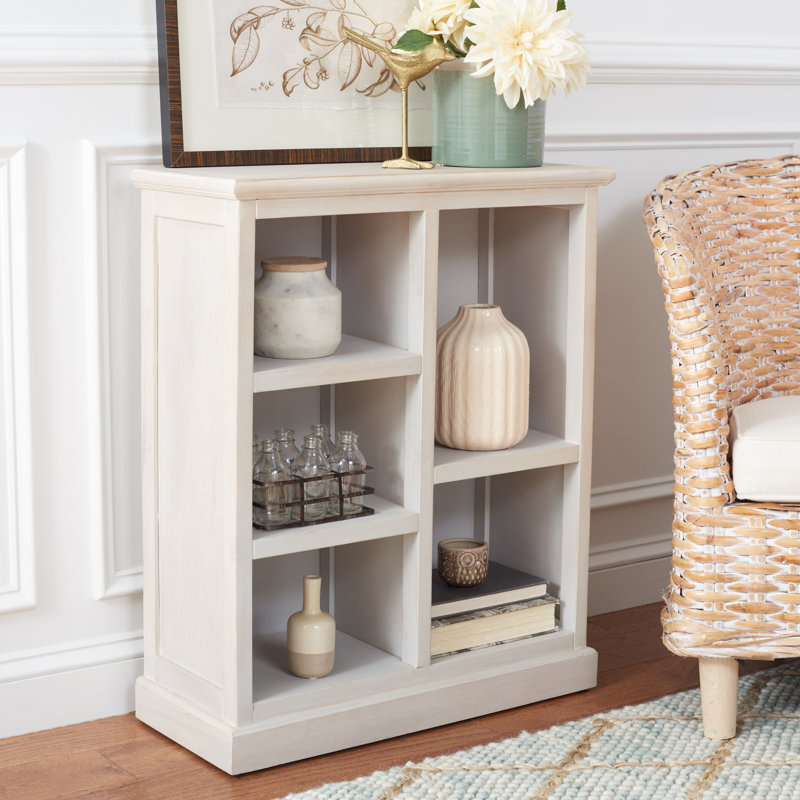 Aoting 30.1" H x 25" W Solid Wood Standard Bookcase, White Wash