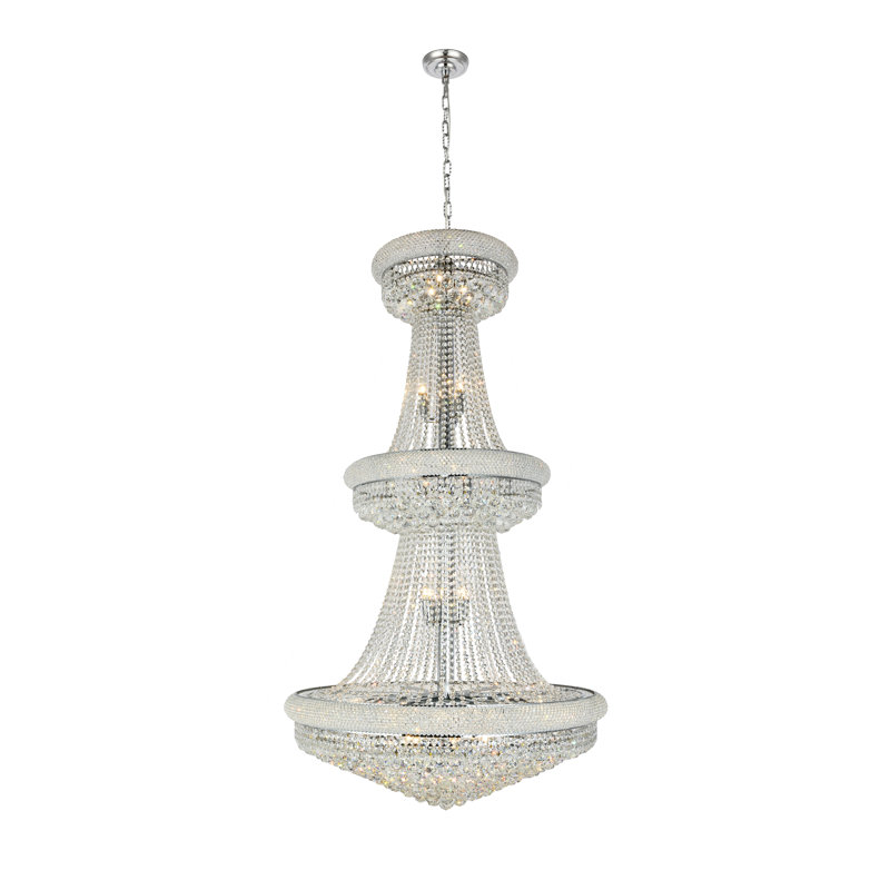 Plafonnier encastré empire en cristal 32 lumières Ston Easton, 36 po / chrome / coupe royale