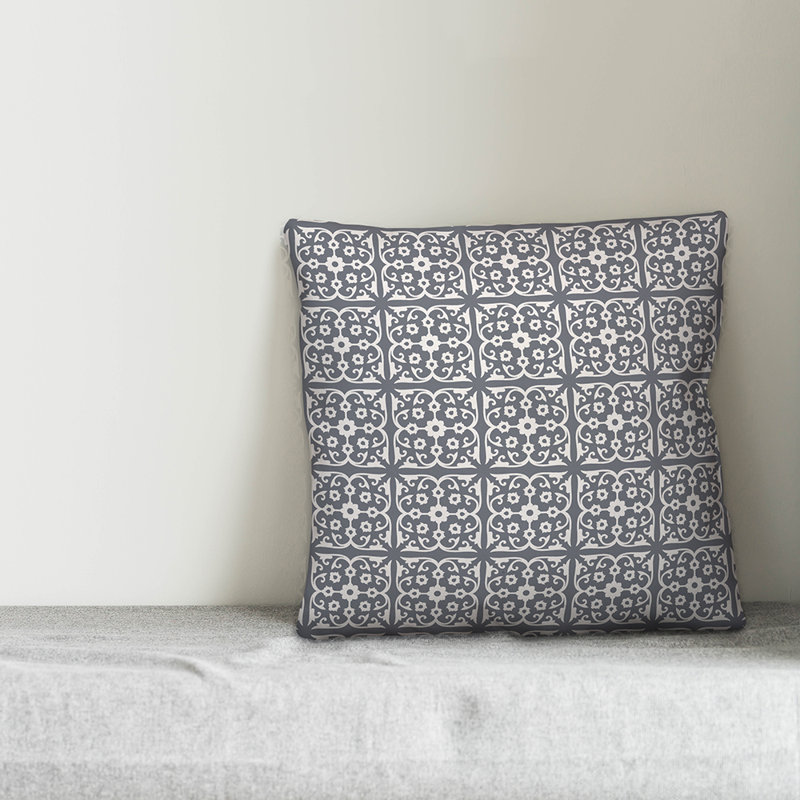  Coussin Tile, Gris, 20 po x 20 po, Polyester / bourre en polyester