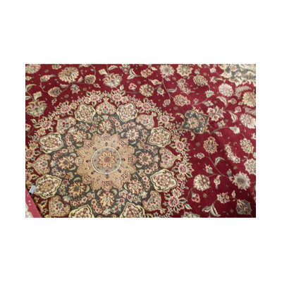 Tapis oriental en laine noué à la main en rouge / beige