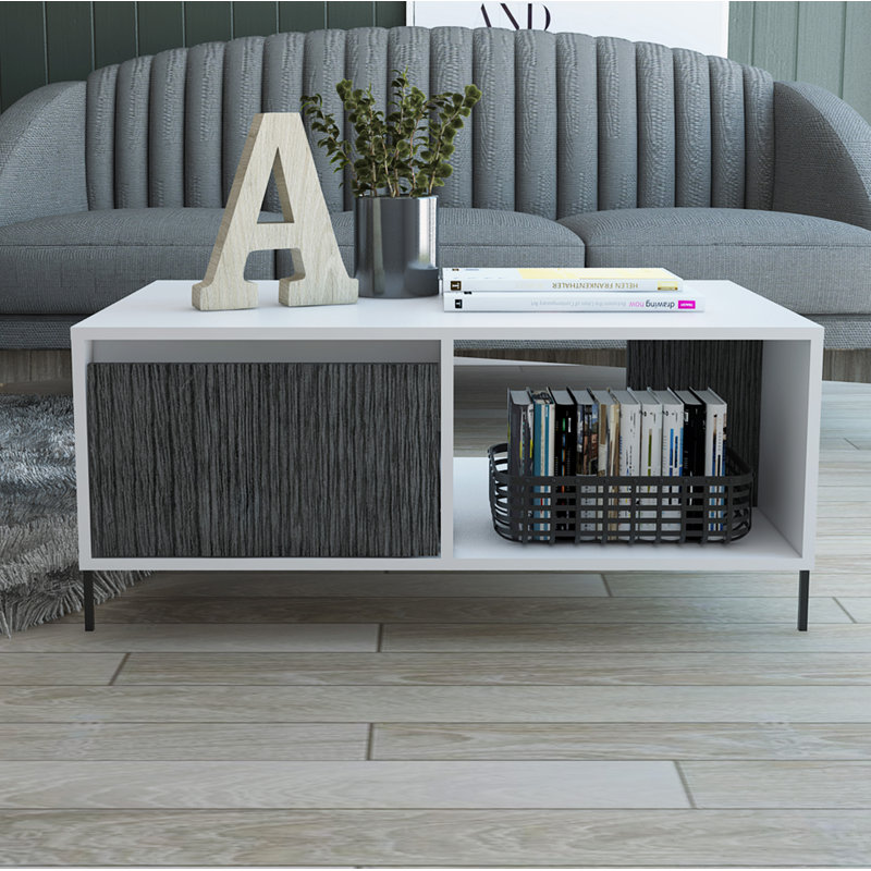 Kallie White Coffee Table with Storage drawer