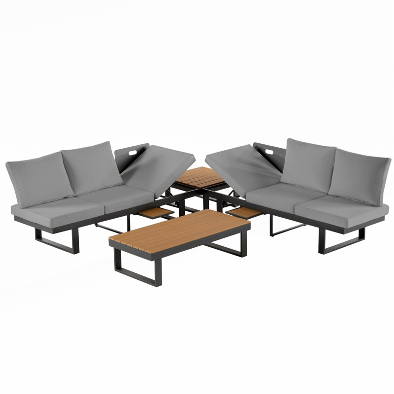 Ensemble de conversation pour canapé modulaire d'extérieur, Gris