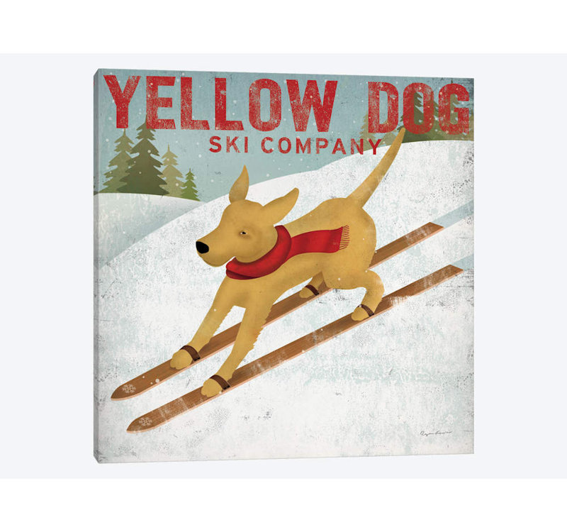 «Yellow Dog Ski Co.» Impression sur toile, H 18 po x l 18 po x P 1,5 po, Toile tendue, Pas de tapis