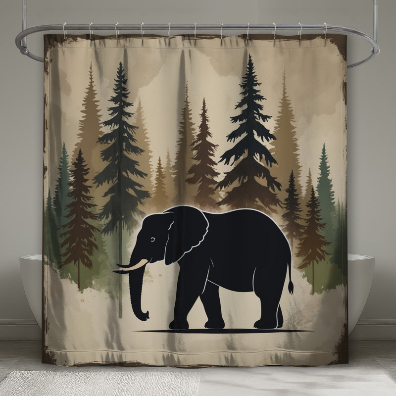 Rideaux de douche Elephant In Forest, L 70 po x H 93 po