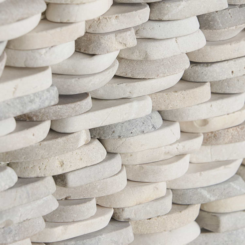 Nature Stacked Pram Gray Pebble Mosaic Tile, Lombok Blend