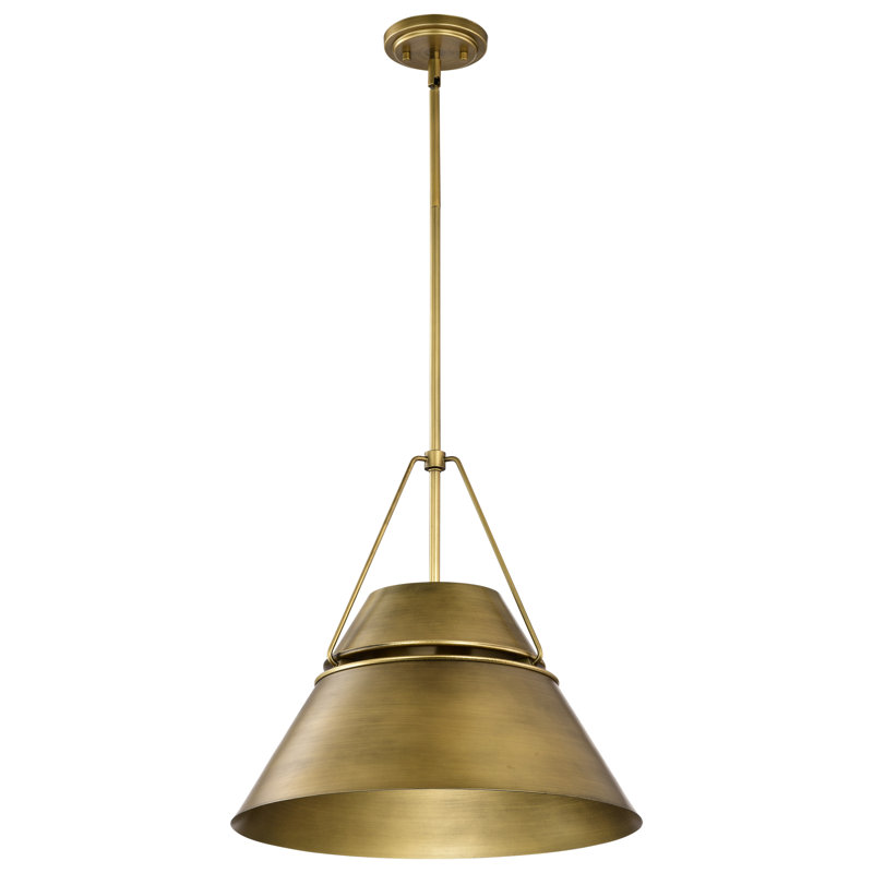 Luminaire suspendu conique à 3 lumières Marchie, Laiton naturel