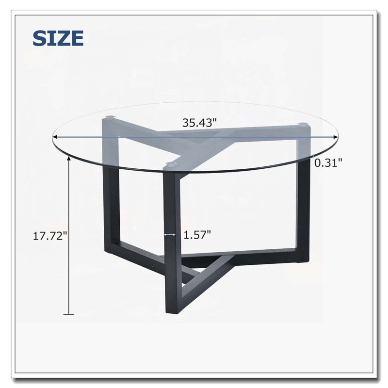 Table basse ronde en verre, Noir
