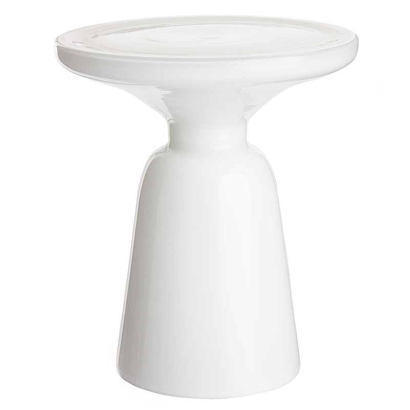 Venezia White Blown Glass Round Side Table