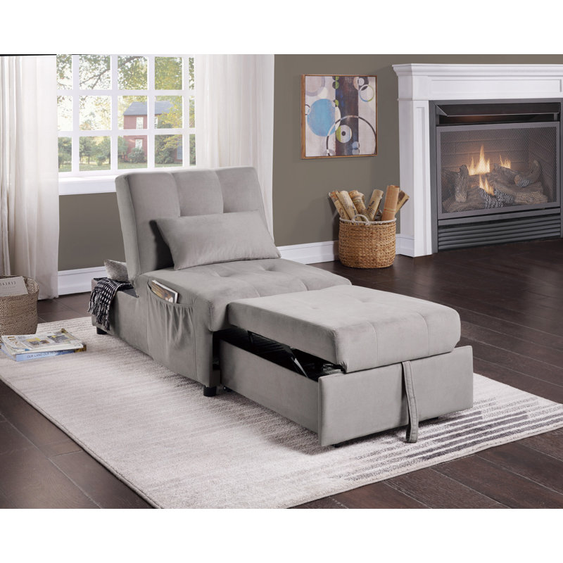 Banc de rangement moderne et contemporain 45,5 po Alaisia avec revêtement en velours, plateau réglable, repose-pieds coulissant