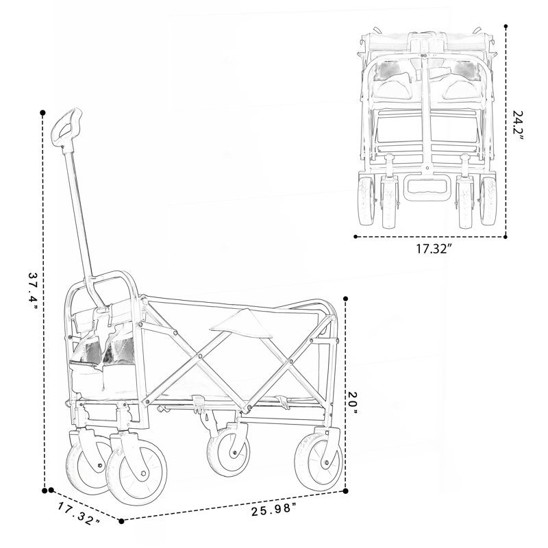 Versatile Collapsible Wagon Cart with Advanced Strapping System for Various Uses, Green
