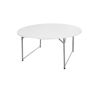 5 ft 60 inch Round Banquet Dining Events Party White Plastic Circular Folding Table