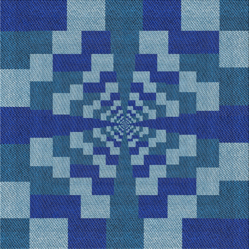 Tapis de zone bleue à motifs, Carré 8 pi