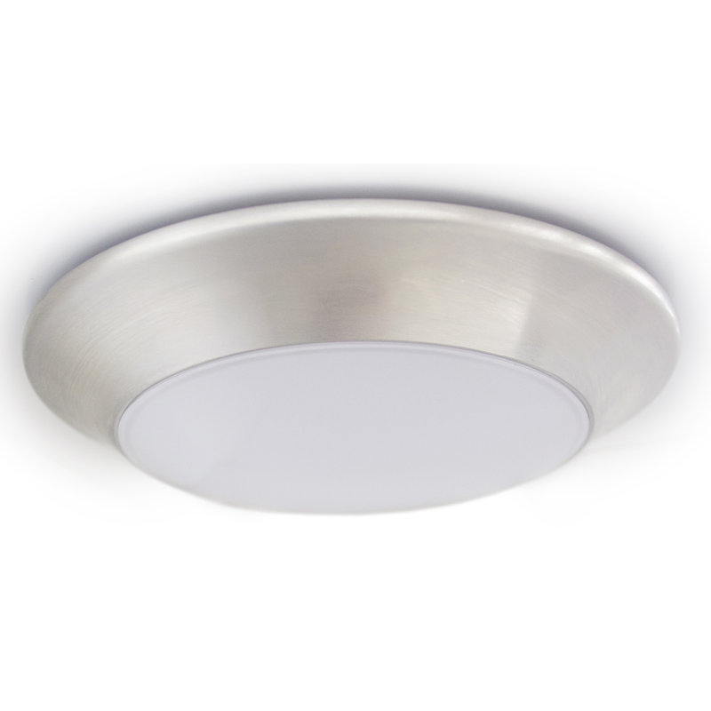 LED Ceiling Disk Light Indoor/Outdoor, Flush Mount, Dimmable, Satin Nickel