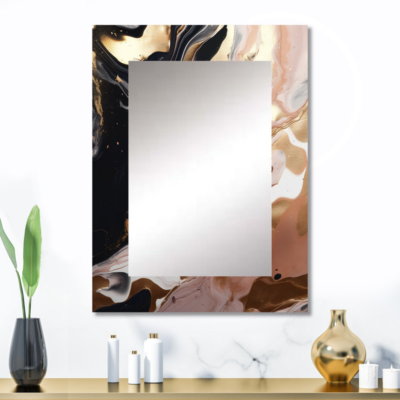 Ocean Waves Fluidity In Marble V - Marble Large Mirror, Modern Unique Wall Mirror Decor, Printed Metal Art, 32" x 24"