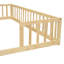 Lit double double au sol avec clôture et garde-corps - Taille en bois naturel pour espaces compacts Structure en pin massif-2028386097