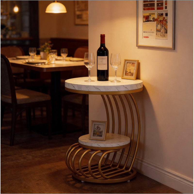 Table de chevet, table de bout, table d'appoint, canapé rond en faux marbre