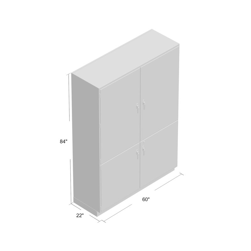 Armoire de rangement H 84 po x l 60 po x P 22 po, Inclus