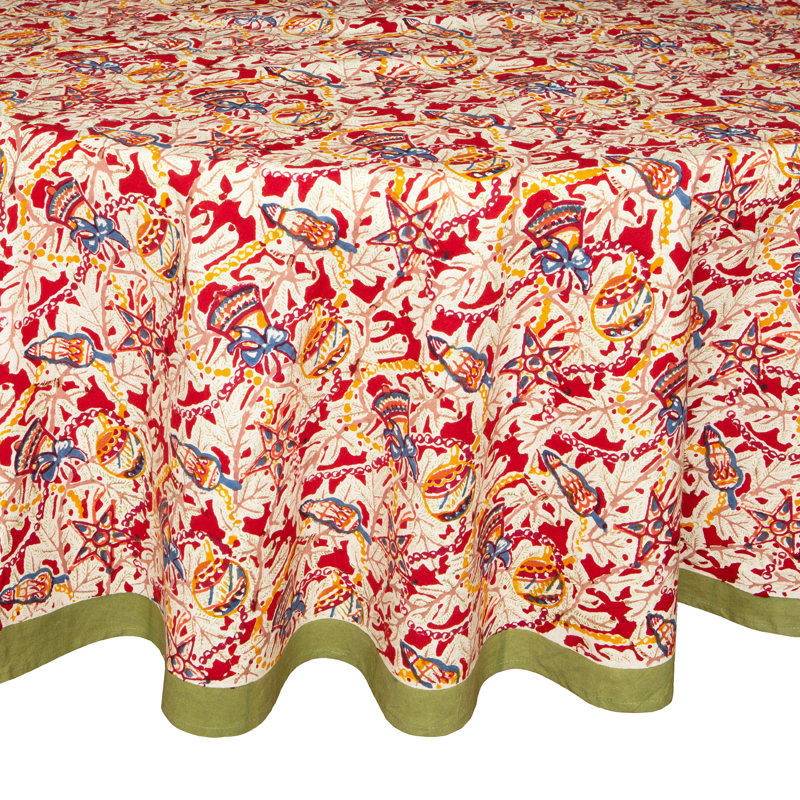 Noel Red and Green 70" Round Holiday Tablecloth