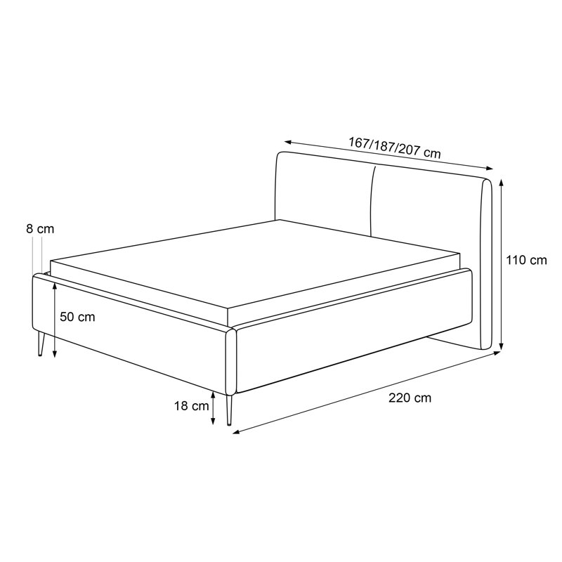 Preslar Upholstered Bed, Tilia 86, 180cm W x 200cm L