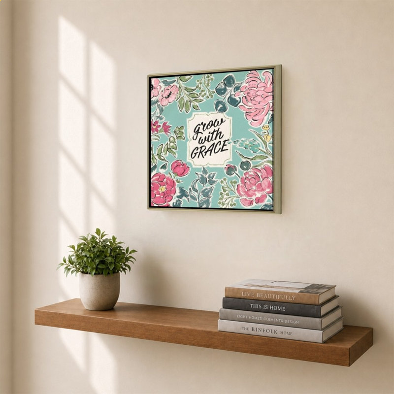 «Live in Bloom IV» par Janelle Penner - impression sur toile, H 28 po x l 28 po, Champagne