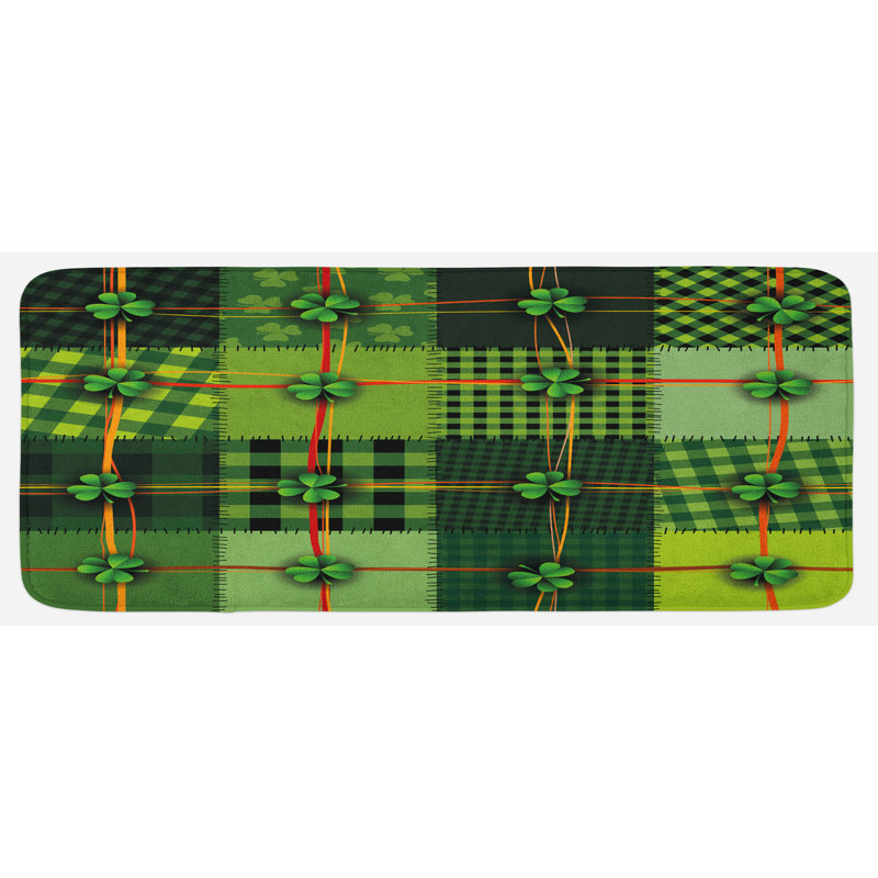 Tapis de cuisine à damier multicolores celtique à carreaux à carreaux de style patchwork st. patrick
