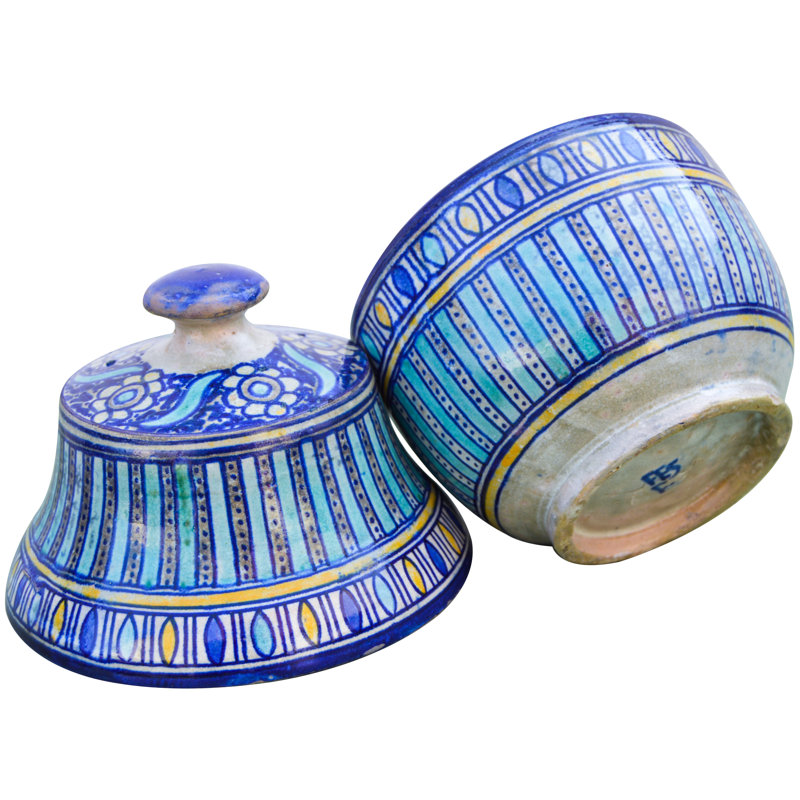 Bol décoratif en céramique mauresque en bleu / orange / multicolore