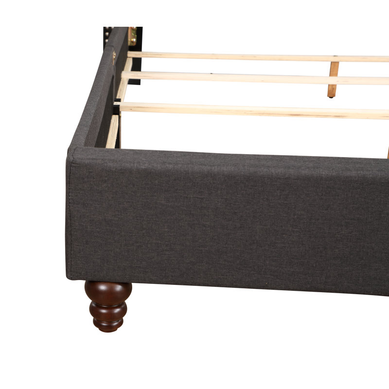 Ashe Upholstered Wingback Bed, Full / Double, Ash Black