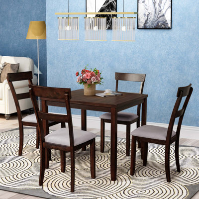 5 Piece Dining Table Set Industrial Wooden Kitchen Table And 4 Chairs For Dining Room -  Red Barrel StudioÂ®, 5B4A6FCB23AC43D48347400312A0F239