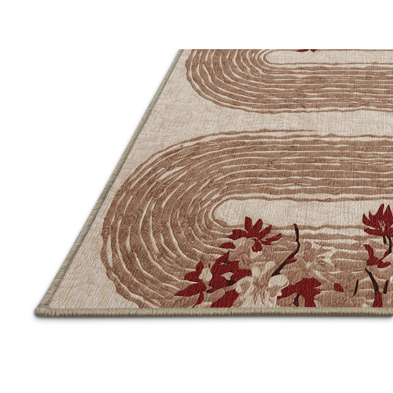 Machine Washable Brown Area Rug, Square 5'