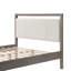 Lit avec tête de lit en tissu ivoire, structure en bois