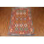 Tapis orange / rouille à motif géométrique tissé à plat à la main 6 pi 7 po x 9 pi 10 po