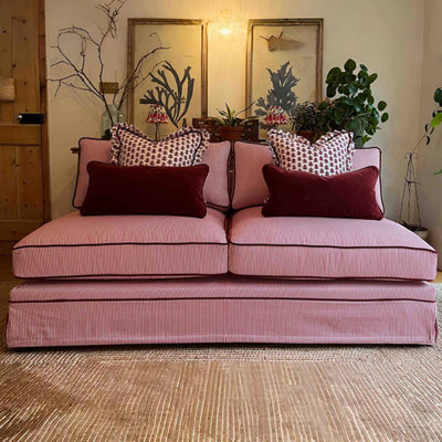 French Striped Red Double-seater Sofa
