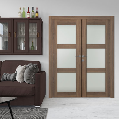 Porte standard à panneaux en bois manufacturé Avon 3 Lite
